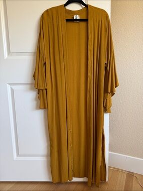 Mustard Yellow Flowing Duster Kimono